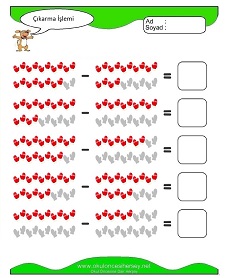 Çıkarma İşlemi Çalışma Sayfaları